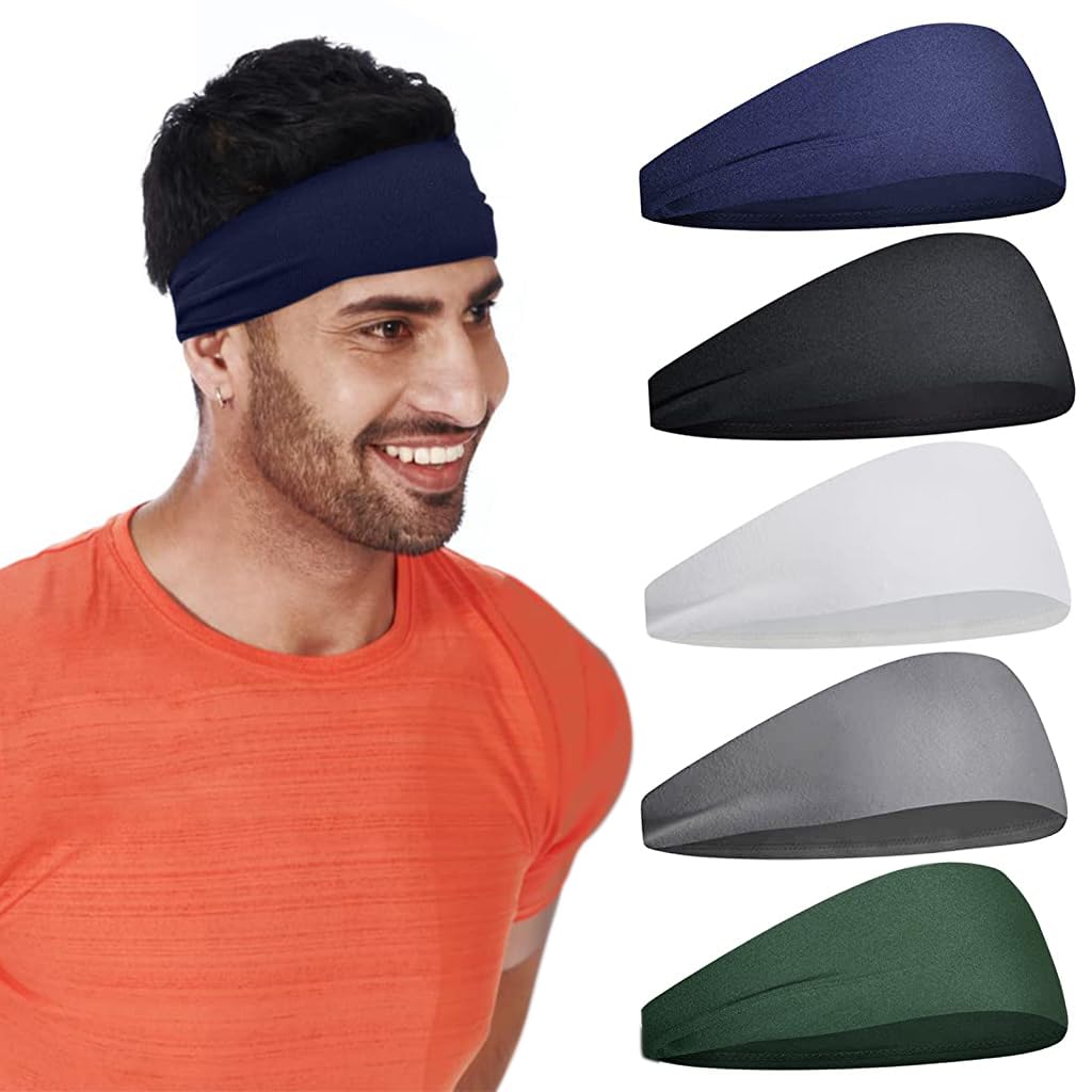 Proberos Head Band for Women Men, Premium Headband Sports Sweat Band, Elastic Non Slip Hair Band for Running Sports Travel Fitness Riding (Pack of 5) Proberos Head Band for Women Men, Premium Headband Sports Sweat Band, Elastic Non Slip Hair Band for Running Sports Travel Fitness Riding (Pack of 5)